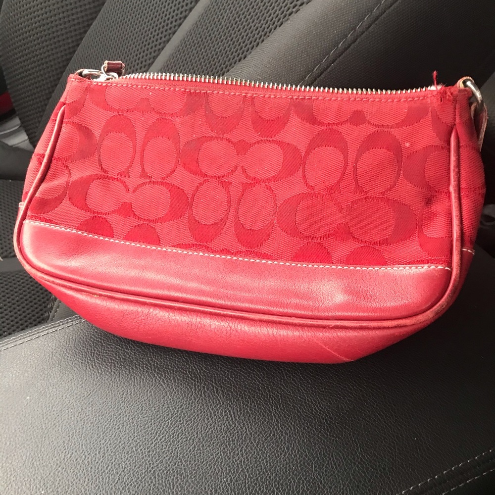 Coach handbag / clutch wristlet purse red